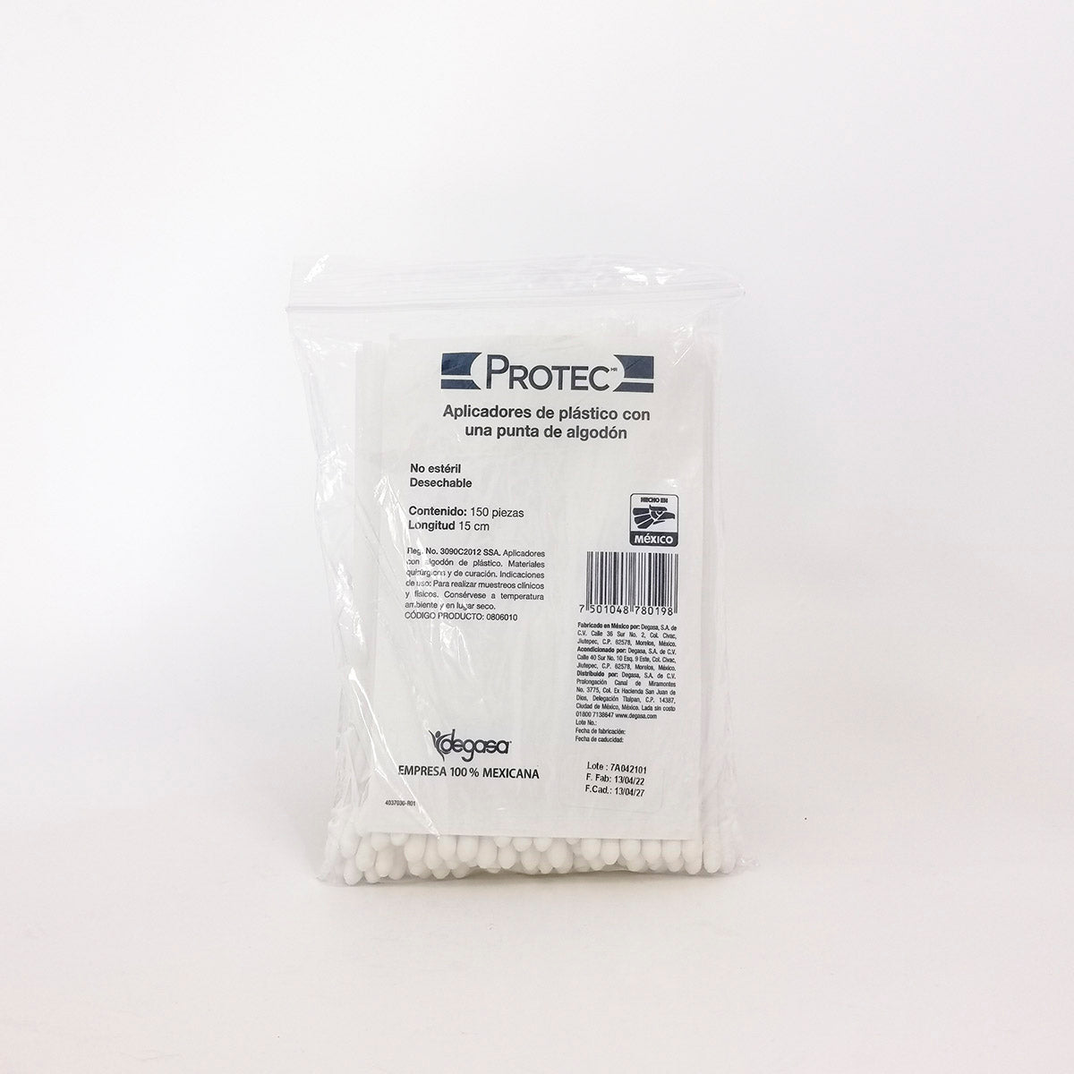 HISOPOS DE ALGODON PROTEC PLASTICO 15 CM BOLSA CON 150