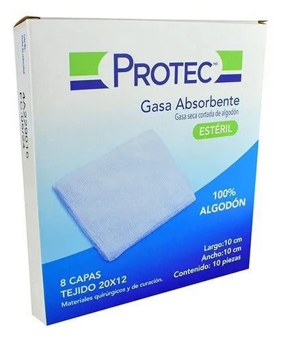 GASA ESTERIL PROTEC 10 CM X 10 CM CAJA CON 10 PIEZAS