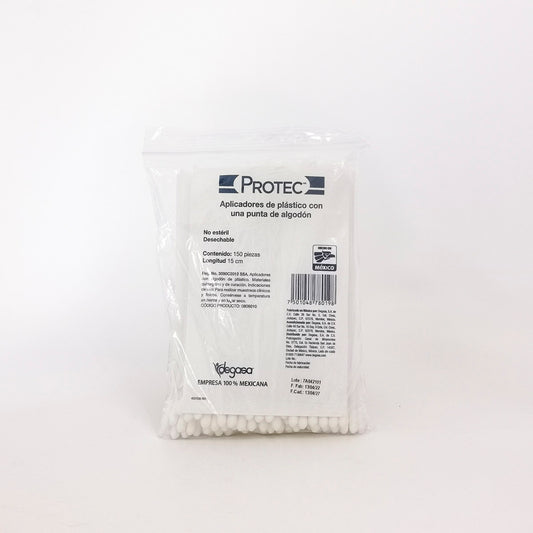 HISOPOS DE ALGODON PROTEC PLASTICO 15 CM BOLSA CON 150