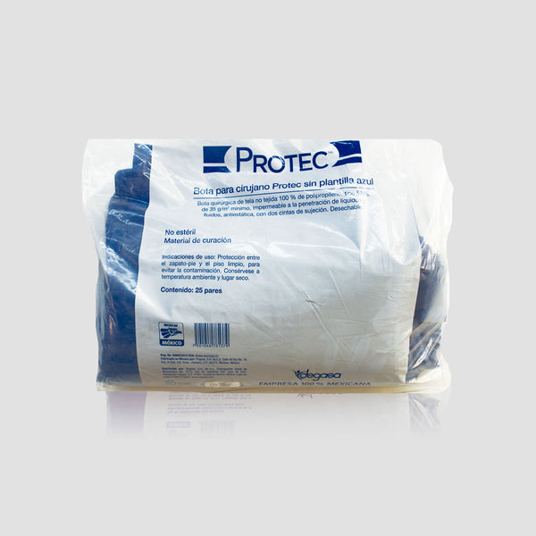 BOTA PARA CIRUJANO PROTEC SPUNB 30GR S/PLANTILLA AZUL BOLSA CON 25 PARES