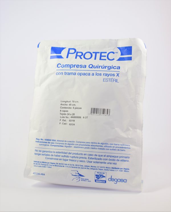 COMPRESA PROTEC ESTÉRIL 70CM X 45CM T24X20 C/HR BOLSA CON 2