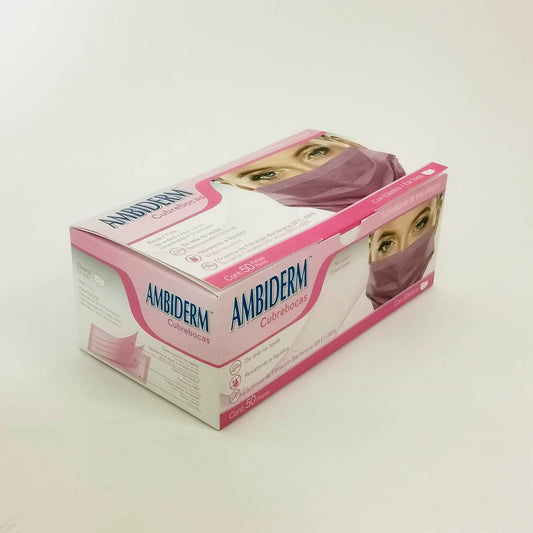 CUBREBOCAS AMBIDERM ROSA 3 PLIEGOS CAJA CON 50