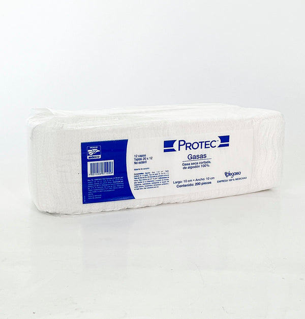 ESPONJA GASA NO ESTÉRIL PROTEC 10CM X 10CM T20X12 12C BOLSA C/200