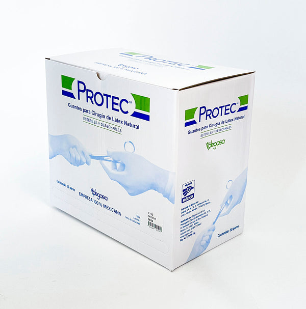 GUANTE CIRUJANO PROTEC DESECHABLE ESTERIL No.8 CAJA C/50 PARES