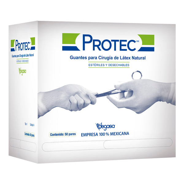 GUANTE CIRUJANO PROTEC DESECHABLE ESTERIL No.6 1/2 CAJA C/50 PARES