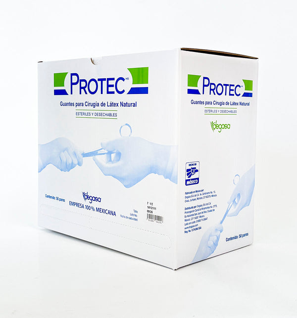 GUANTE CIRUJANO PROTEC DESECHABLE ESTERIL No.7 1/2 CAJA C/50 PARES