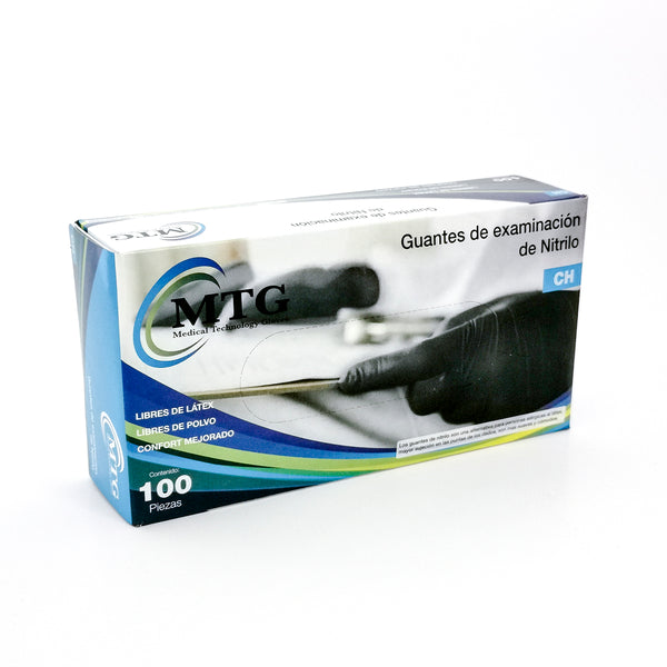 GUANTES DE NITRILO NEGRO CHICO CON 100 S/P MARCA MTG