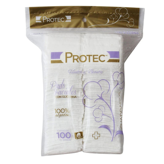 PADS FACIAL PROTEC CUADRADOS BOLSA CON 100