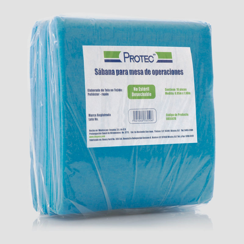 SABANA PROTEC NO ESTERIL 90 CM X 1.80 M AZUL BOLSA CON 10