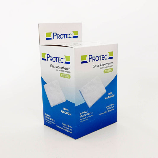 GASA ESTÉRIL PROTEC 7.5 CM X 5 CM CAJA CON 100
